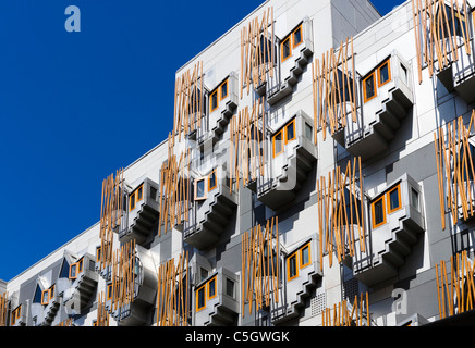 Side view of the new Scottish Parliament building by the architect Enric Miralles, Holyrood, Edinburgh, Scotland, UK Stock Photo