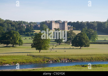 Floors Castle and parkland with River Tweed by Kelso Stock Photo