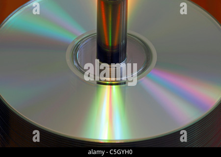 A close-up of a CD/DVD computer disc. Stock Photo