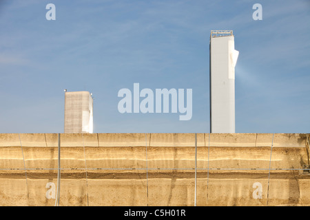 Part of the Solucar solar complex owned by Abengoa energy, in Sanlucar La Mayor, Andalucia, Spain. Stock Photo