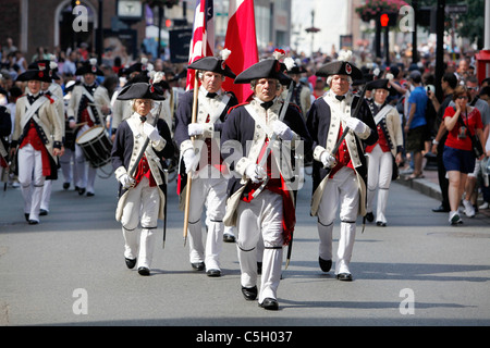 American Revolutionary war reenactors march in a 4th of July parade in Boston, Massachusetts Stock Photo