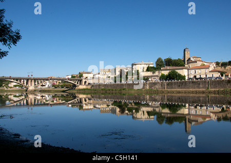 Panoramic view Castillon on the Dordogne River Aquitaine France Stock Photo