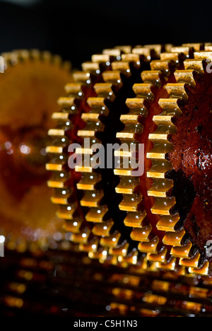 A set of gears works interactively in a machine Stock Photo