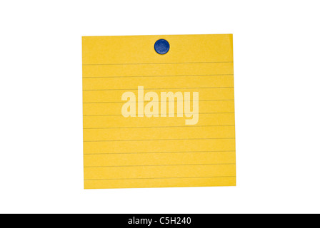 An isolated yellow sticky back note ready for user to fill in text. Includes clipping path Stock Photo