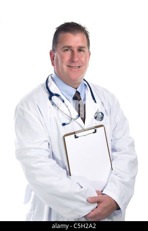 smiling male doctor with clipboard and stethoscope Stock Photo - Alamy
