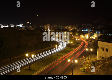The old town of Muscat at night, Sultanate of Oman Stock Photo