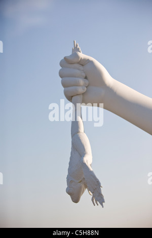 Boy with Frog sculpture by Charles Ray, rear view, Venice Italy Stock Photo