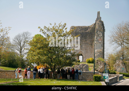 Guided tour of Castle Domfront, Orne, Lower-Normandy, France Stock Photo