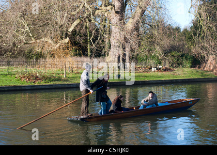Punt on the river Cam near Kings College  with The Backs behind