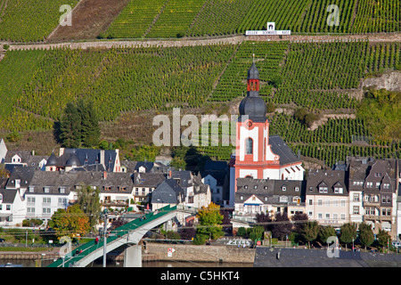 Zell an der Mosel, Kirche, St. Peter und Paul, Mosel, The village Zell, church Saint Peter and Paul, Moselle Stock Photo