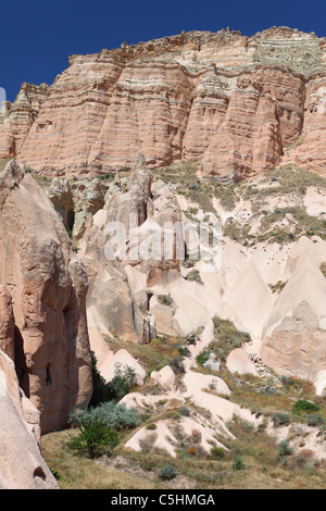 Turkey, Cappadocia, Kapadokya, Goreme,  mountain formations at Rose / Red valley Stock Photo