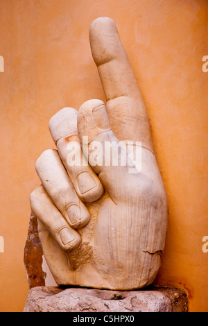 Massive body parts from the statue of Constantine - originally a seated statue displayed in the Roman forum, Rome, Lazio Italy Stock Photo
