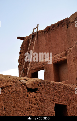 Abyaneh is a famous historic Iranian village near the city of Natanz in Isfahan, Iran characterized by a peculiar reddish hue. Stock Photo