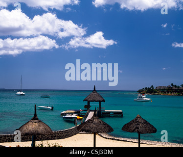 Maritim Hotel Balaclava Mauritius Jetty and Boats Stock Photo