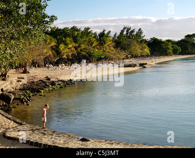 Balaclava Mauritius Hotel Maritim Boy On The Beach Stock Photo