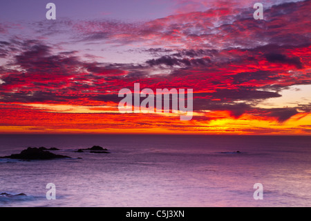 Sunset over the Pacific Ocean, Point Lobos State Reserve, Carmel, California Stock Photo