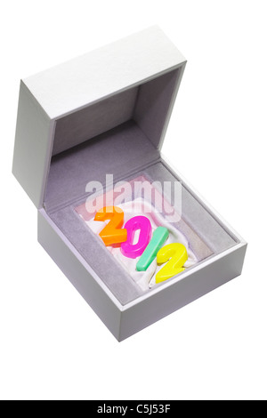 2012 New Year colorful plastic number blocks in gift box Stock Photo