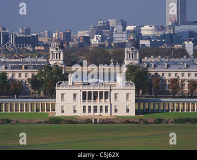 The former Royal Naval College at Greenwich, with the 'Queen's House' in the foreground; London Stock Photo