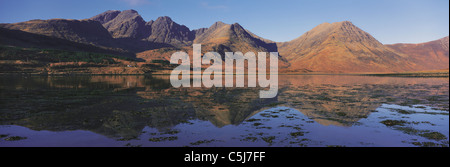 The Blaven - Clach Glas range of mountains seen across Loch Slapin, Isle of Skye, Scottish Highlands, UK. Stock Photo