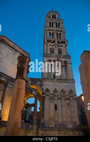 Outside Diocletian's Palace and St Domnius church in Grad the old town Split Dalmatia Croatia Europe Stock Photo