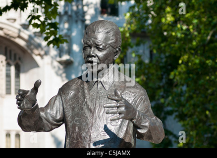Statue of Nelson Mandela at Parliament Square. London. Stock Photo