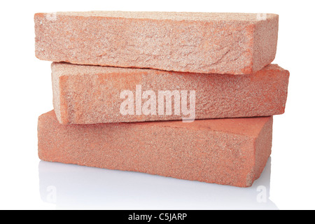 Old red brick stack isolated on white, clipping path included Stock Photo