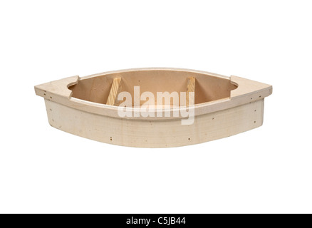 Simple wooden boat with sturdy sides and reinforced ends - path included Stock Photo