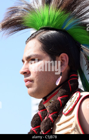 A Native American Indian man in a headress Stock Photo