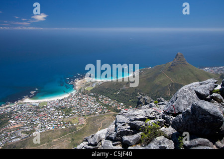 Camps Bay and Lions head seen from table top mountain Stock Photo
