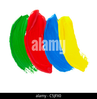 oil paint strokes and brush Stock Photo