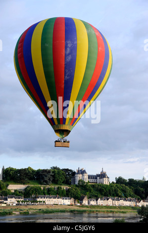 Mongolfiere takeoff at Chaumont castle,Chaumont-sur-Loire, Loire valley UNESCO world heritage, Loir-et-Cher,Touraine,France, Stock Photo