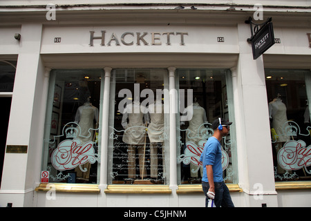 A Hackett designer clothing store in New Row, Covent Garden, London WC2, England, U.K. Stock Photo