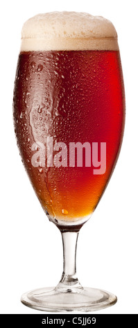 Frosty glass of red beer isolated on a white background. File contains a path to cut. Stock Photo