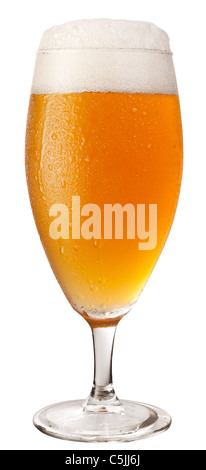 Frosty glass of unfiltered beer isolated on a white background. File contains a path to cut. Stock Photo