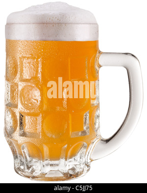 Frosty glass of unfiltered beer isolated on a white background. File contains a path to cut. Stock Photo