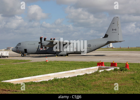 Lockheed Martin C-130J-30 Hercules military transport plane of the Canadian Armed Forces parked in Malta Stock Photo
