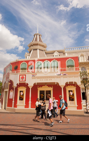 The Gibson Girl ice cream parlour sign at Disneyland Paris, England