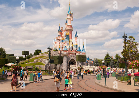 The Sleeping Beauty Castle at Disneyland Paris in France Stock Photo