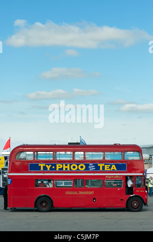 AEC Routemaster, London double decker red bus. RCL class with Ty - Phoo Tea advertisement Stock Photo