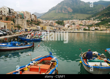 Habour in Castellamare del Golfo, Sicily, Italy - a beautiful town on the north coast of Sicily not far from Palermo Stock Photo