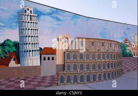 Turkmenistan - Ashgabat - wall painting at the Turkmenbashi World of Fairytales Stock Photo