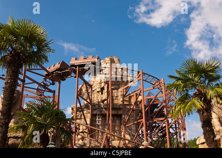 The Indiana Jones and the Temple of Peril roller coaster ride at Disneyland Paris in France Stock Photo
