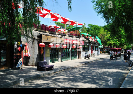 Restaurant and bar along Houhai area. Beijing, China. Stock Photo