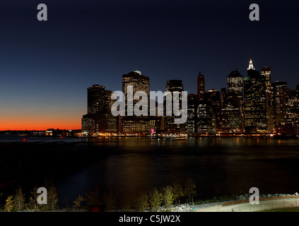 Manhattan at Night, New-York, USA. View from Brooklyn Heights, October 2010 Stock Photo