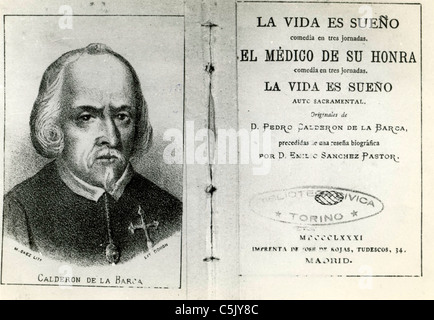 Calderon de la Barca reproduction  by a book of the period. 1881 Stock Photo