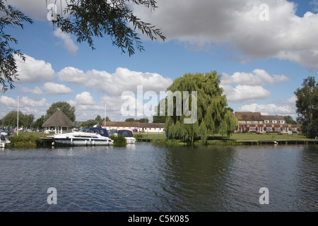 boat marina on the great ouse river in cambridgeshire Stock Photo