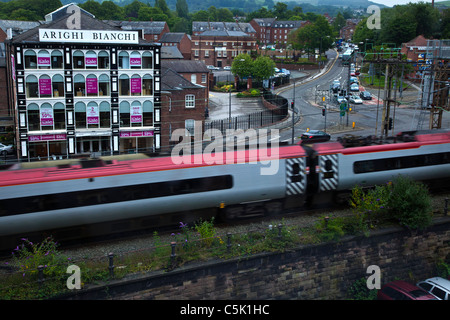 Railway and Buxton Road, Macclesfield Stock Photo