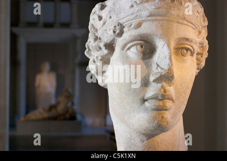 Colossal Head of a Goddess, marble, from Smyrna (Izmir), Roman period, 2nd cent. AD, 90 cm, Archaeological Museum, Istanbul, Stock Photo