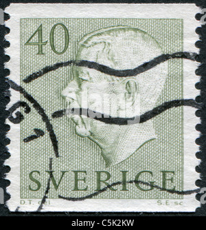 SWEDEN - 1954: A stamp printed in Sweden, shows Gustaf VI Adolf of Sweden Stock Photo