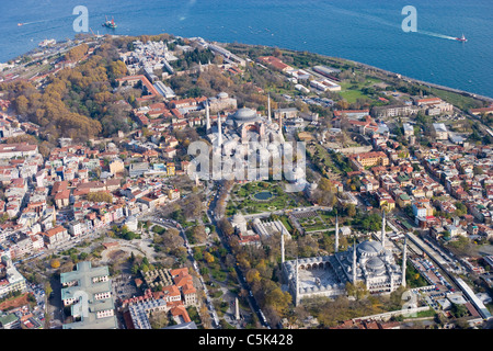 Aerial view of Hagia Sophia and Blue Mosque Istanbul Turkey Stock Photo ...
